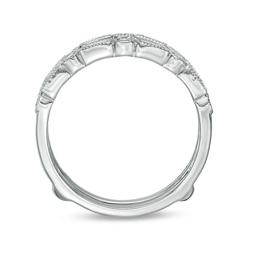 1/2 Cttw Baguette and Round Diamond Alternating Art Deco Vintage-Style Solitaire Enhancer Ring Wrap in 10K White Gold (0.50 Ctttw, J-I2) Diamond Guard Ring