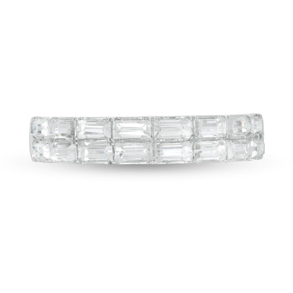 1 Cttw Baguette Diamond Double Row Anniversary Band Ring in 14K White Gold. (1 Cttw, Color : I, Clarity : I2)