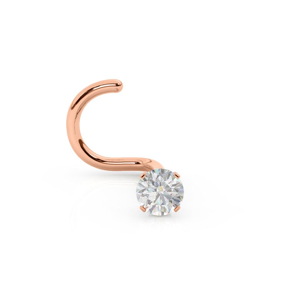 EternalDia IGI Certified 14K Gold Real Diamond Nose Stud with Twist Back (20G, 0.03 Ct) Nose Ring for Women, I-J Color, I2-I3 Clarity
