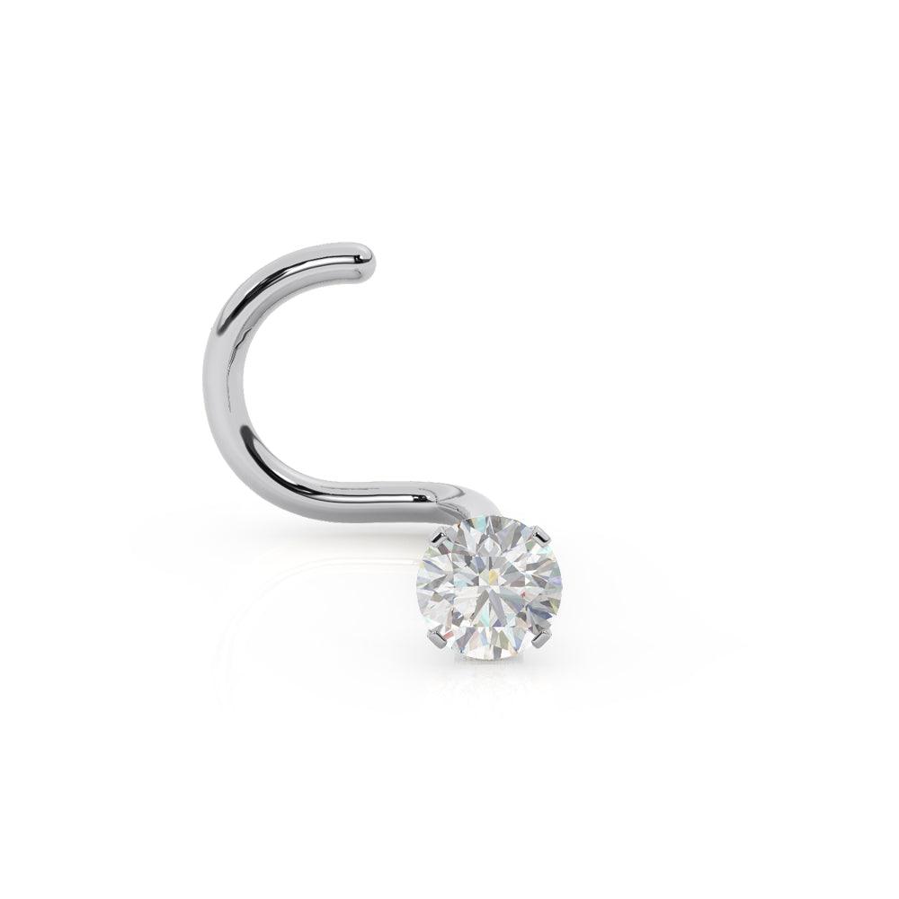 EternalDia IGI Certified 14K Gold Real Diamond Nose Stud with Twist Back (20G, 0.03 Ct) Nose Ring for Women, I-J Color, I2-I3 Clarity