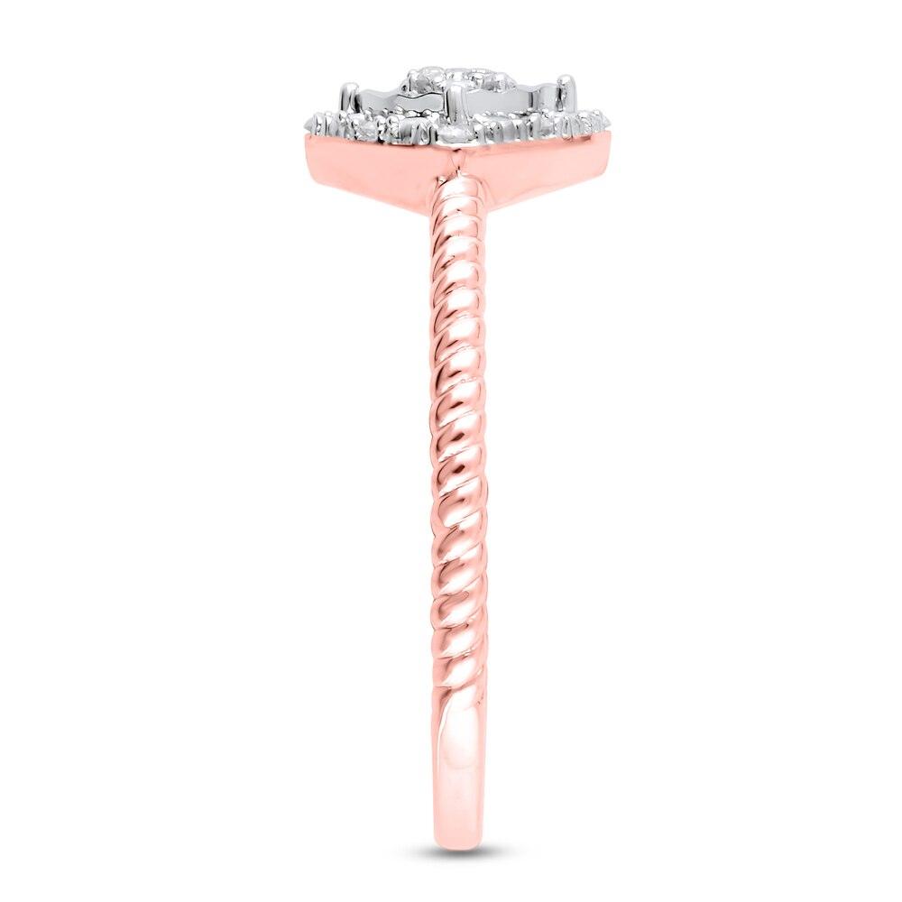 1/20 Cttw Composite Diamond Tilted Square Frame Promise Ring in 10K Rose Gold (0.05 Ct, I-I3)