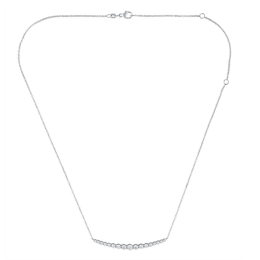 1.50 Cttw Diamond Cluster Bar Necklace for Women in 14k White Gold