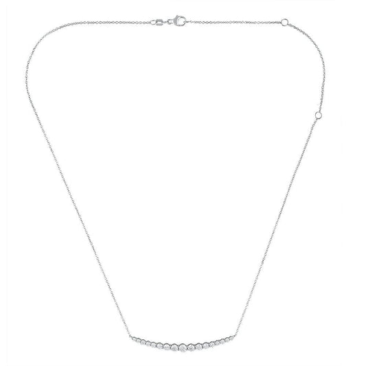 1.50 Cttw Diamond Cluster Bar Necklace for Women in 14k White Gold