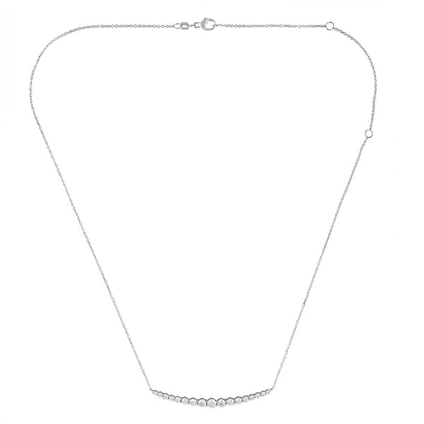 1.50 Cttw Diamond Cluster Bar Necklace for Women in 14k White Gold