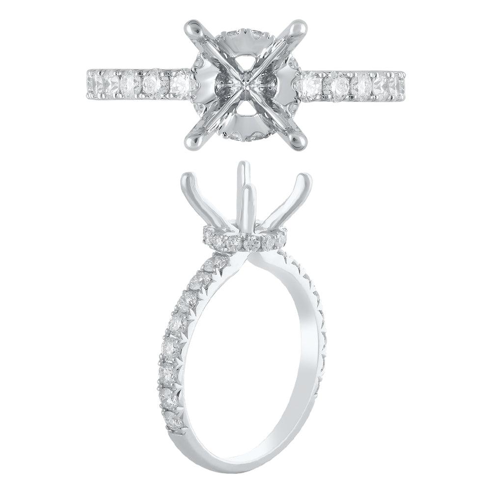 5/8 ct Diamond Semi-Mount Engagement Ring In 14k White Gold (2.27 Ct Centar) Ring Size US051