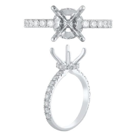 5/8 ct Diamond Semi-Mount Engagement Ring  In 14k White Gold (2.27 Ct Centar) Ring Size US051