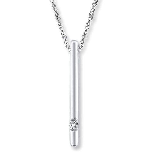 0.02 cttw Diamond Accent Vertical Bar Pendant Necklace In 10k White Gold (H-I/I2-I3)