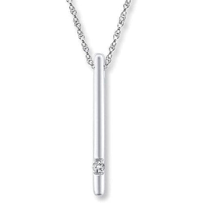 0.02 cttw Diamond Accent Vertical Bar Pendant Necklace In 10k White Gold (H-I/I2-I3)