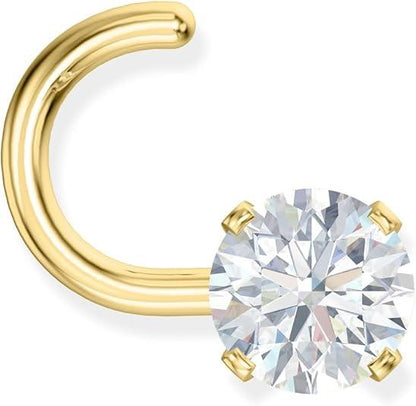 EternalDia IGI Certified 14K Gold Real Diamond Nose Stud for Women (20G, 3mm, 0.10 Ct) Twist Back Nose Ring, White/Yellow Gold, I-J Color, I2-I3 Clarity
