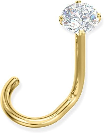 EternalDia IGI Certified 14K Gold Real Diamond Nose Stud for Women (20G, 3mm, 0.10 Ct) Twist Back Nose Ring, White/Yellow Gold, I-J Color, I2-I3 Clarity