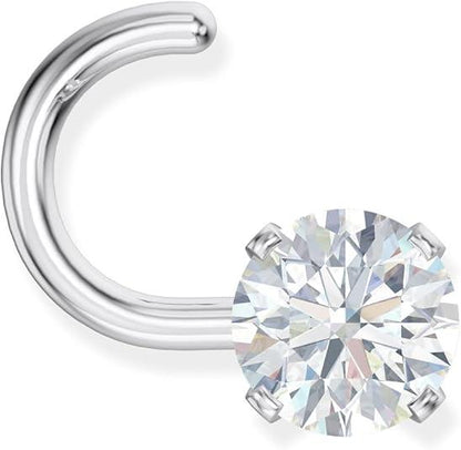 white gold nose stud for women::diamond nose pin