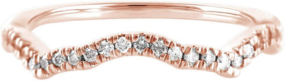 14K Rose Gold 0.16 Cttw Diamond Curved Ring (0.16 Cttw, I-J Color, I2-I3 Clarity) Curved Band Ring | Wedding Guard Band Ring Stackable Band Contour Guard Ring Half Eternity Ring