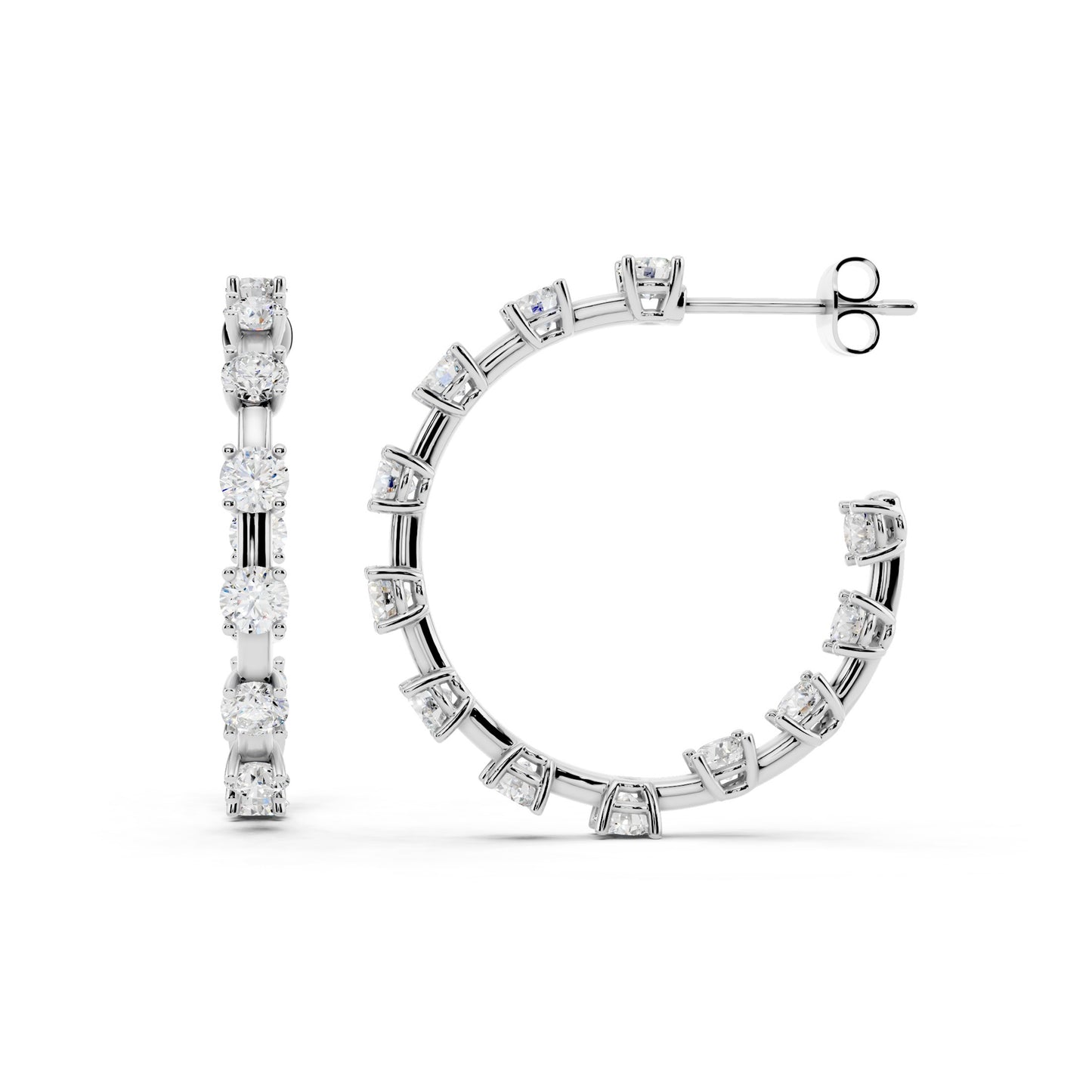 IGI Certified Lab Grown Diamond Hoop Earrings for Women – 0.50 925 Sterling Silver, EF-VS, Round Cut, Fine Jewelry Gift for Her