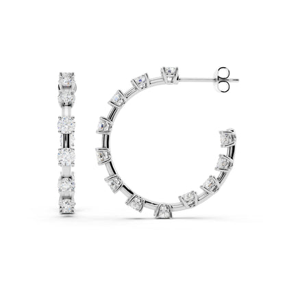 IGI Certified Lab Grown Diamond Hoop Earrings for Women – 0.50 925 Sterling Silver, EF-VS, Round Cut, Fine Jewelry Gift for Her