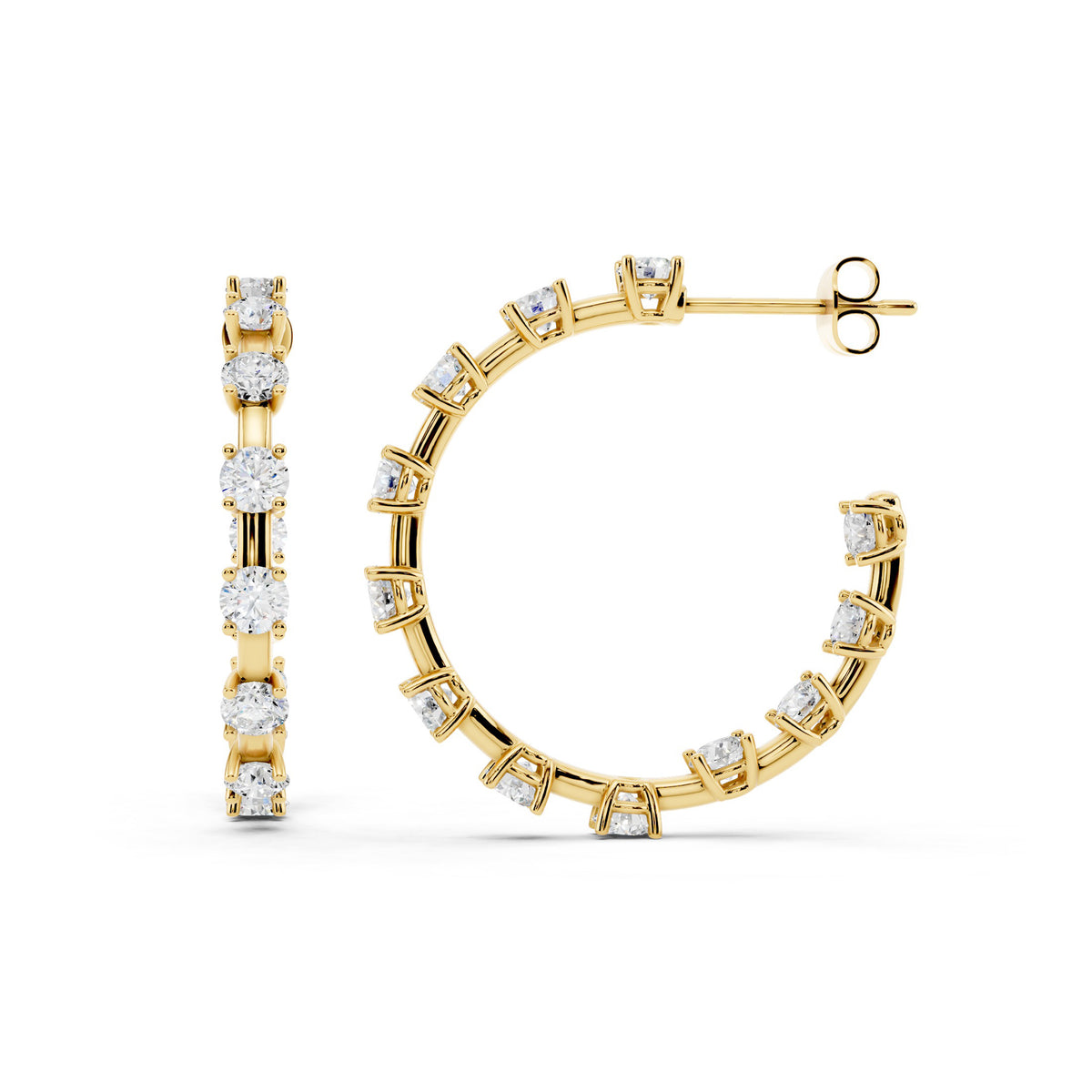 IGI Certified Lab Grown Diamond Hoop Earrings for Women – 0.50 925 Sterling Silver, EF-VS, Round Cut, Fine Jewelry Gift for Her