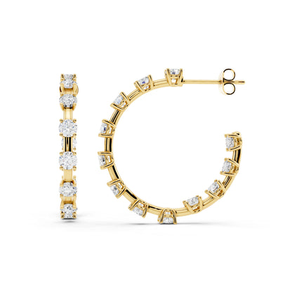 IGI Certified Lab Grown Diamond Hoop Earrings for Women – 0.50 925 Sterling Silver, EF-VS, Round Cut, Fine Jewelry Gift for Her