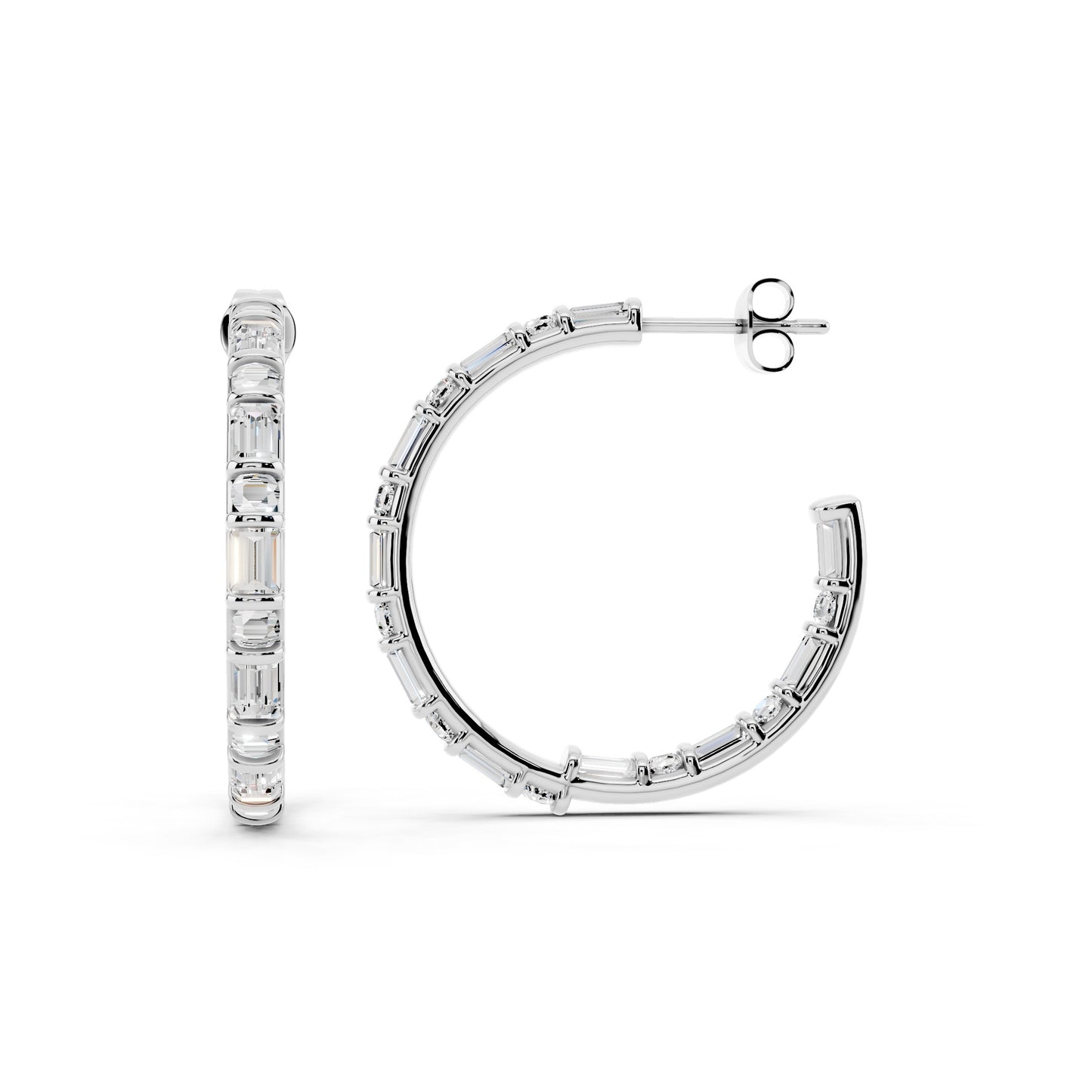 IGI Certified Lab Grown Diamond Hoop Earrings for Women – 0.50 925 Sterling Silver, EF-VS, Round Cut, Fine Jewelry Gift for Her