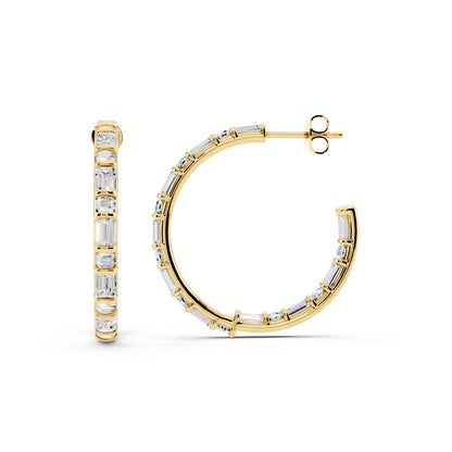 IGI Certified Lab Grown Diamond Hoop Earrings for Women – 0.50 925 Sterling Silver, EF-VS, Round Cut, Fine Jewelry Gift for Her