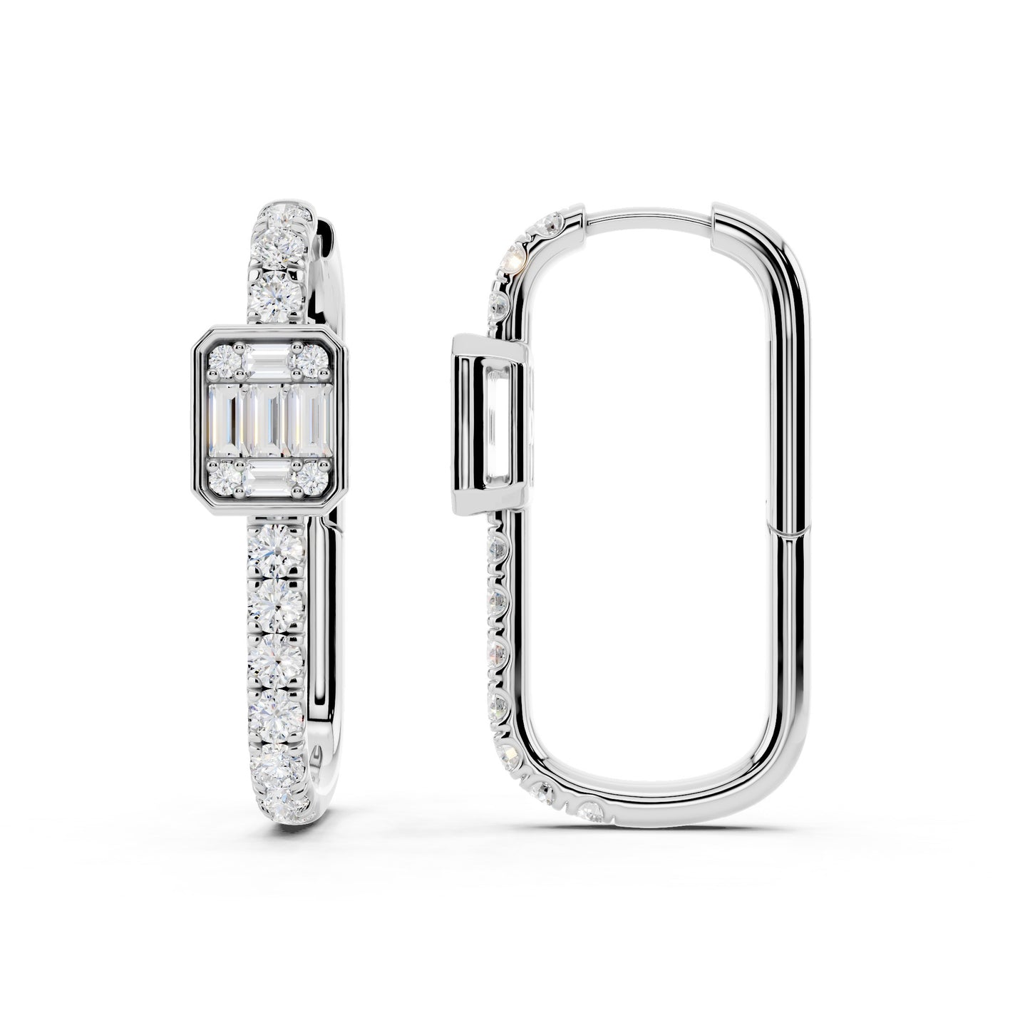 IGI Certified Lab Grown Diamond Hoop Earrings for Women – 0.50 925 Sterling Silver, EF-VS, Round Cut, Fine Jewelry Gift for Her