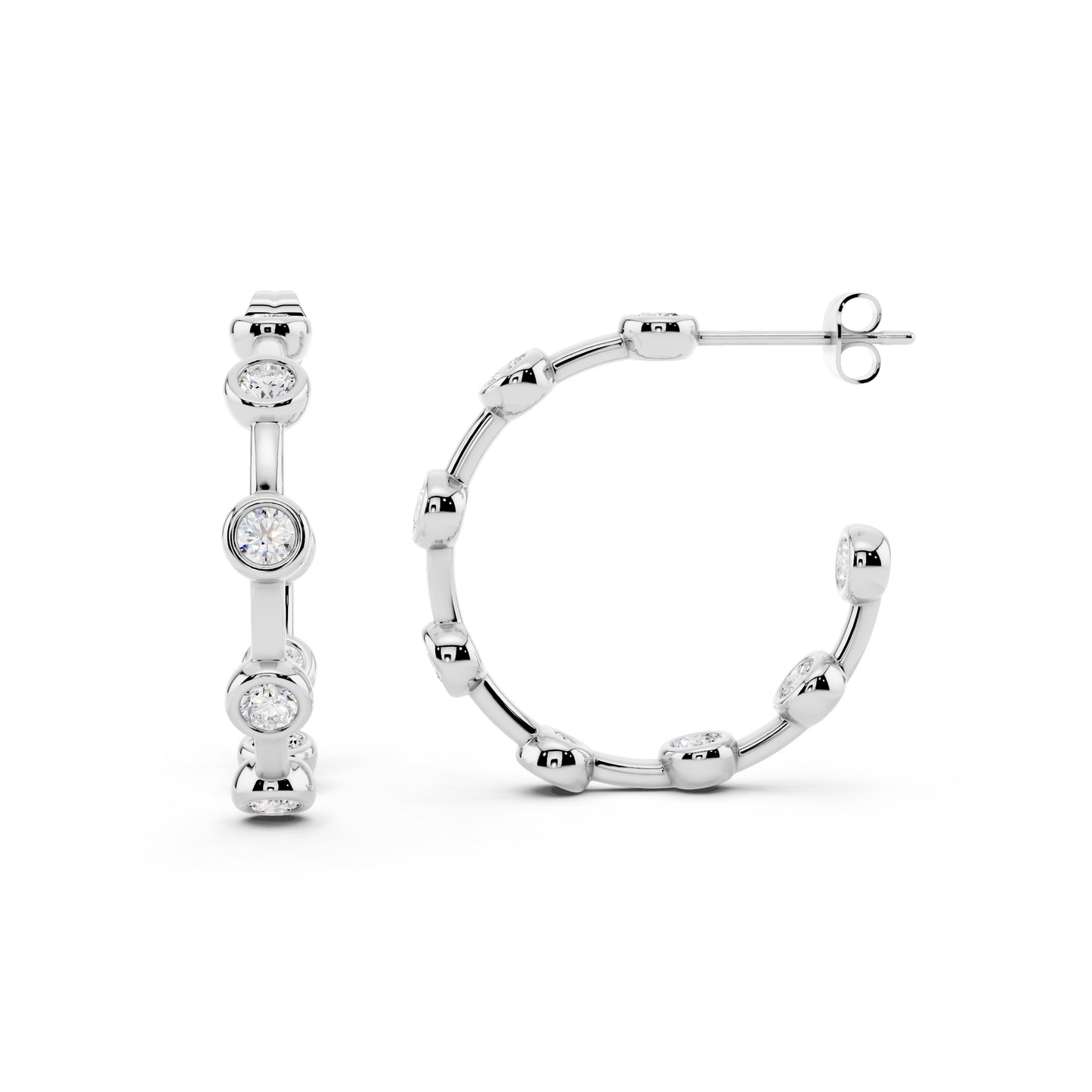 IGI Certified Lab Grown Diamond Hoop Earrings for Women – 0.50 925 Sterling Silver, EF-VS, Round Cut, Fine Jewelry Gift for Her
