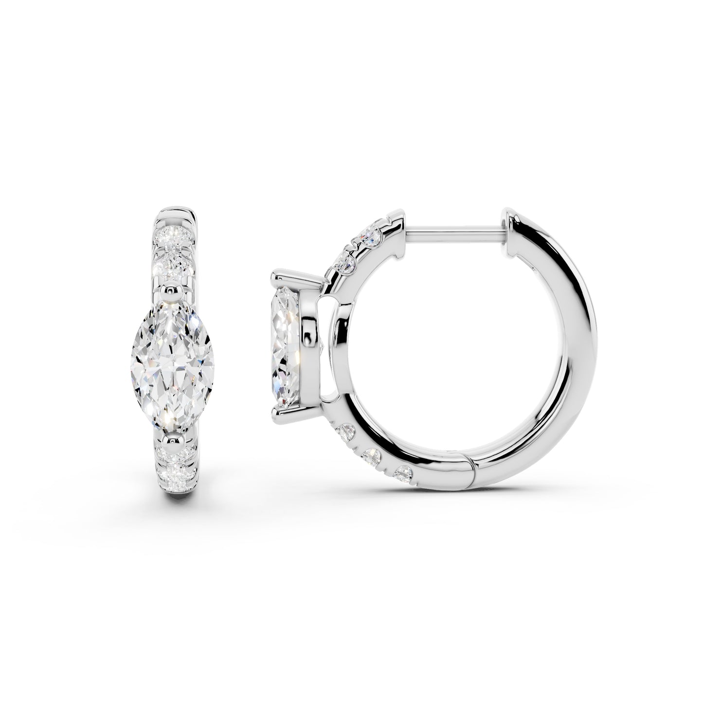 IGI Certified Lab Grown Diamond Hoop Earrings for Women – 0.50 925 Sterling Silver, EF-VS, Round Cut, Fine Jewelry Gift for Her