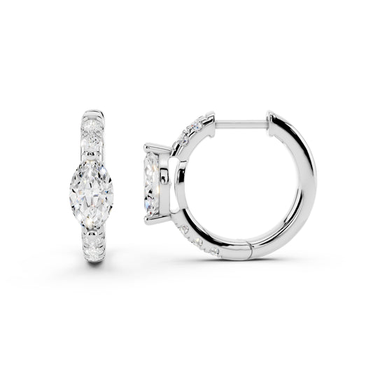 IGI Certified Marquise & Round Shape Lab Grown Diamond Hoop Earrings for Women – 0.50 Ct - 1.48 Ct 925 Sterling Silver, EF-VS, Round Cut, Fine Jewelry Gift for Her (Copy)