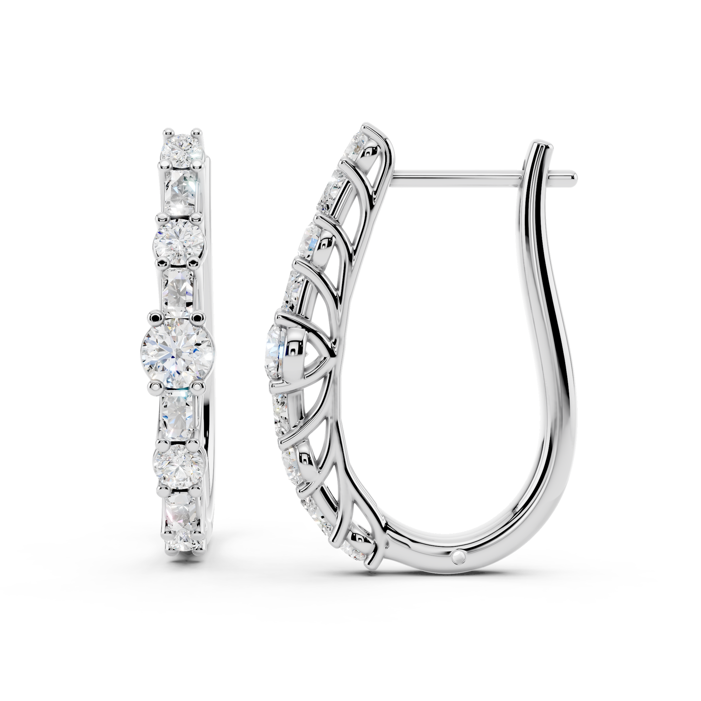 IGI Certified Lab Grown Diamond Hoop Earrings for Women – 0.50 925 Sterling Silver, EF-VS, Round Cut, Fine Jewelry Gift for Her