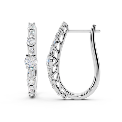 IGI Certified Lab Grown Diamond Hoop Earrings for Women – 0.50 925 Sterling Silver, EF-VS, Round Cut, Fine Jewelry Gift for Her