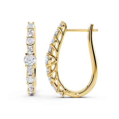 IGI Certified Lab Grown Diamond Hoop Earrings for Women – 0.50 925 Sterling Silver, EF-VS, Round Cut, Fine Jewelry Gift for Her