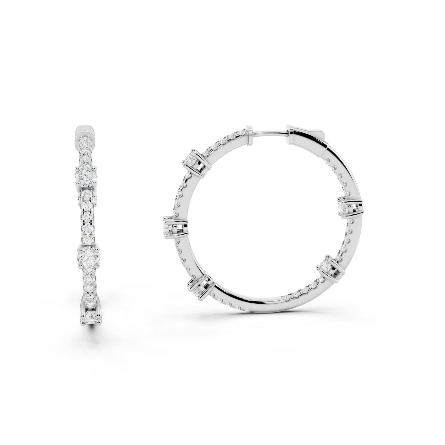 IGI Certified Lab Grown Diamond Hoop Earrings for Women – 0.50 925 Sterling Silver, EF-VS, Round Cut, Fine Jewelry Gift for Her