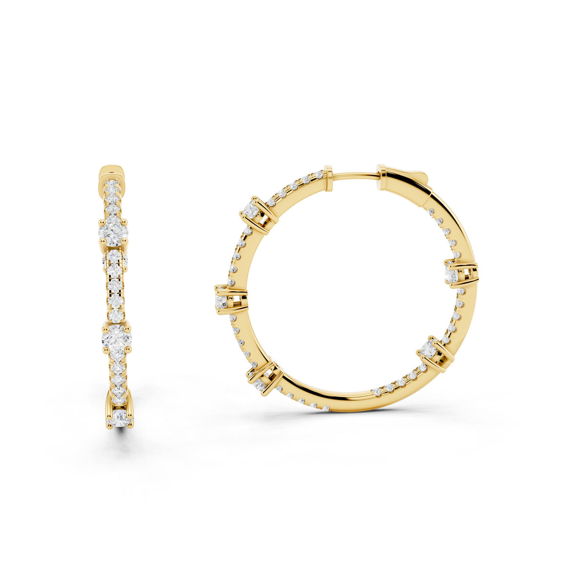 IGI Certified Lab Grown Diamond Hoop Earrings for Women – 0.50 925 Sterling Silver, EF-VS, Round Cut, Fine Jewelry Gift for Her