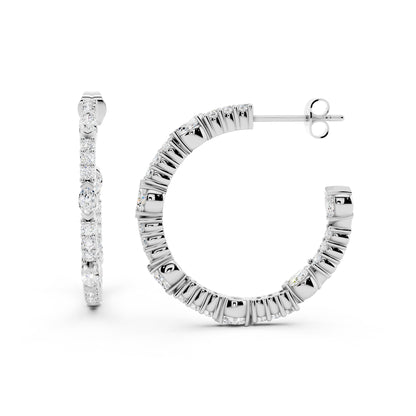 IGI Certified Lab Grown Diamond Hoop Earrings for Women – 0.50 925 Sterling Silver, EF-VS, Round Cut, Fine Jewelry Gift for Her