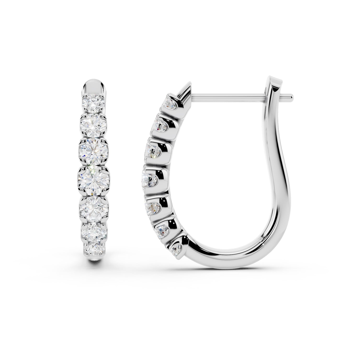 IGI Certified Lab Grown Diamond Hoop Earrings for Women – 0.50 925 Sterling Silver, EF-VS, Round Cut, Fine Jewelry Gift for Her