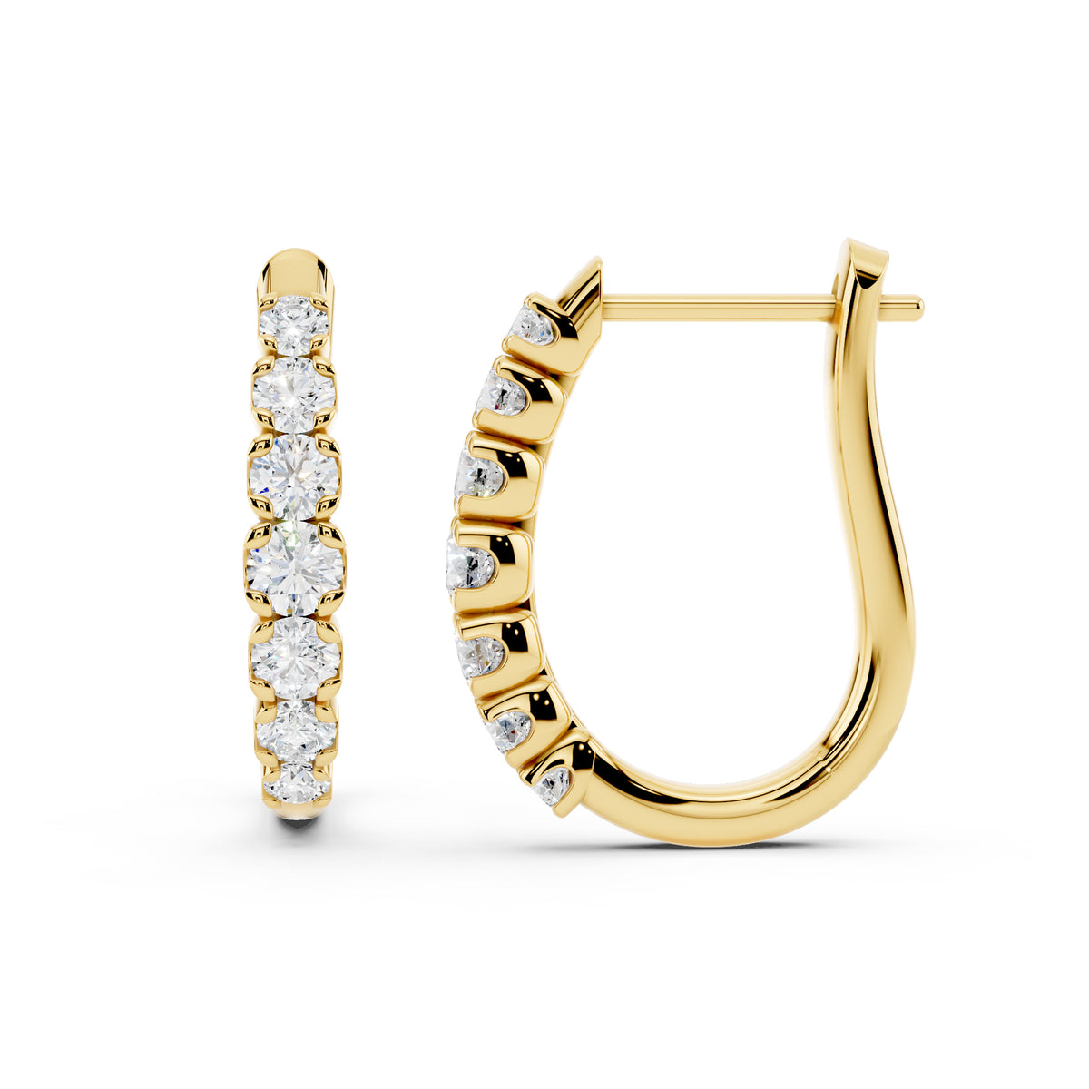 IGI Certified Lab Grown Diamond Hoop Earrings for Women – 0.50 925 Sterling Silver, EF-VS, Round Cut, Fine Jewelry Gift for Her