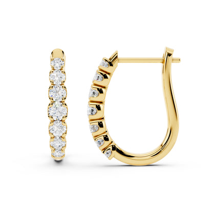 IGI Certified Lab Grown Diamond Hoop Earrings for Women – 0.50 925 Sterling Silver, EF-VS, Round Cut, Fine Jewelry Gift for Her