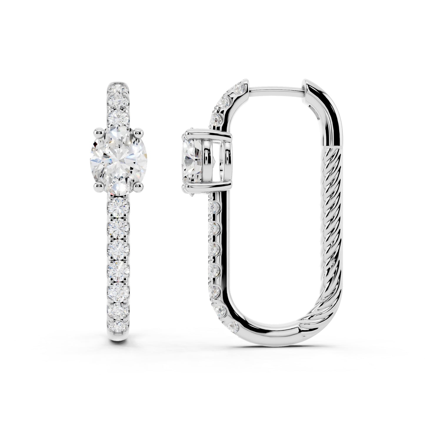 IGI Certified Lab Grown Diamond Hoop Earrings for Women – 0.50 925 Sterling Silver, EF-VS, Round Cut, Fine Jewelry Gift for Her