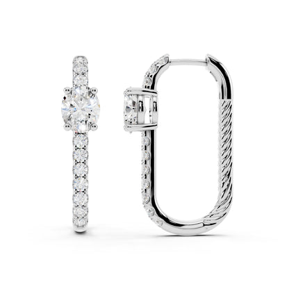 IGI Certified Lab Grown Diamond Hoop Earrings for Women – 0.50 925 Sterling Silver, EF-VS, Round Cut, Fine Jewelry Gift for Her