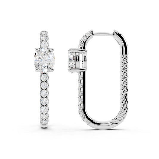 IGI Certified Lab Grown Diamond Hoop Earrings for Women – 0.88 Ct 14K Gold & 925 Sterling Silver, EF-VS, Round Cut, Fine Jewelry Gift for Her