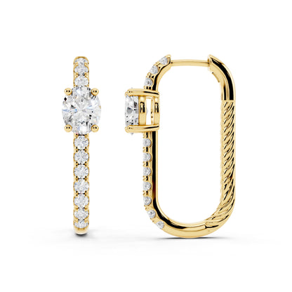 IGI Certified Lab Grown Diamond Hoop Earrings for Women – 0.50 925 Sterling Silver, EF-VS, Round Cut, Fine Jewelry Gift for Her