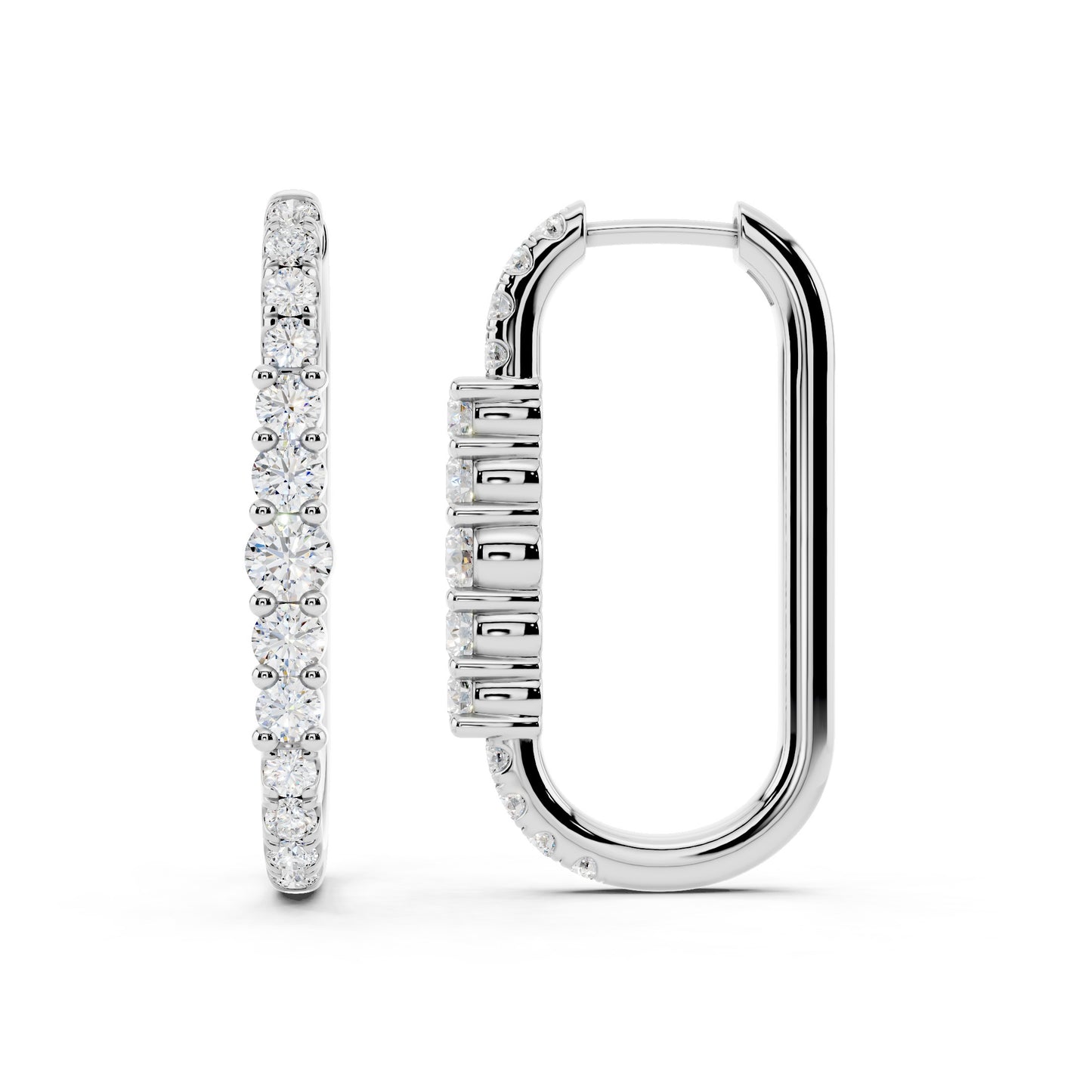 IGI Certified Lab Grown Diamond Hoop Earrings for Women – 0.50 925 Sterling Silver, EF-VS, Round Cut, Fine Jewelry Gift for Her