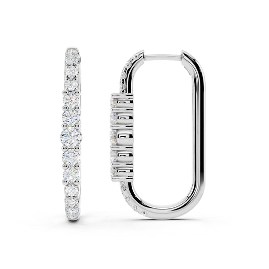 IGI Certified Lab Grown Diamond Hoop Earrings for Women – 0.50 925 Sterling Silver, EF-VS, Round Cut, Fine Jewelry Gift for Her