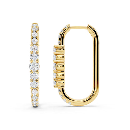 IGI Certified Lab Grown Diamond Hoop Earrings for Women – 0.50 925 Sterling Silver, EF-VS, Round Cut, Fine Jewelry Gift for Her