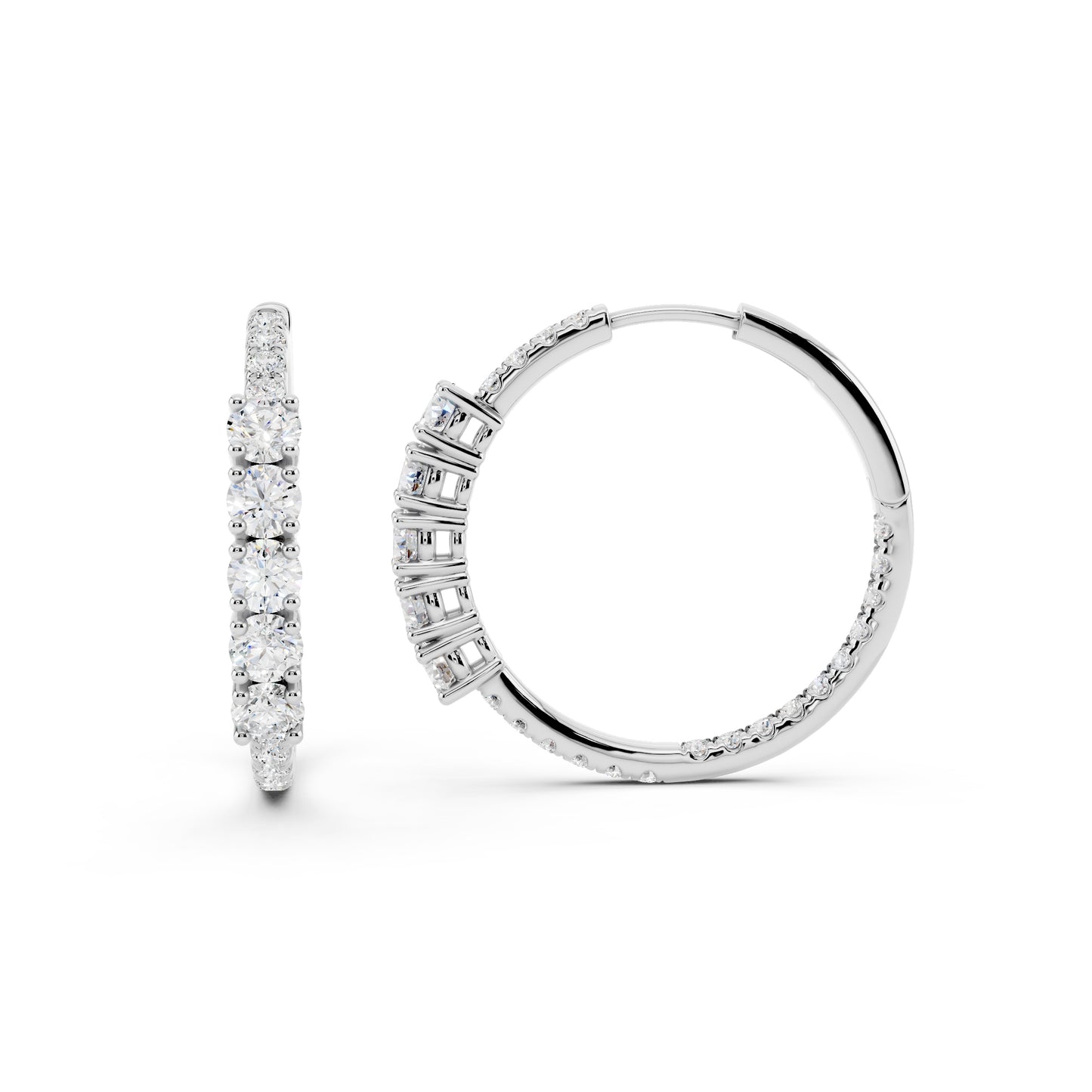IGI Certified Lab Grown Diamond Hoop Earrings for Women – 0.50 925 Sterling Silver, EF-VS, Round Cut, Fine Jewelry Gift for Her
