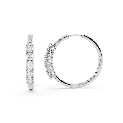 IGI Certified Lab Grown Diamond Hoop Earrings for Women – 0.50 925 Sterling Silver, EF-VS, Round Cut, Fine Jewelry Gift for Her