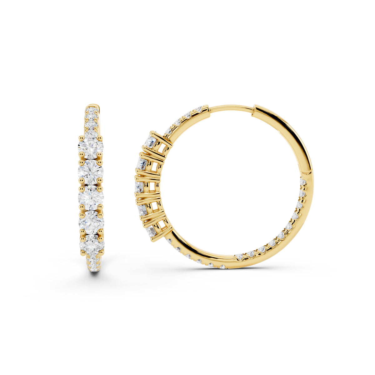 IGI Certified Lab Grown Diamond Hoop Earrings for Women – 0.50 925 Sterling Silver, EF-VS, Round Cut, Fine Jewelry Gift for Her