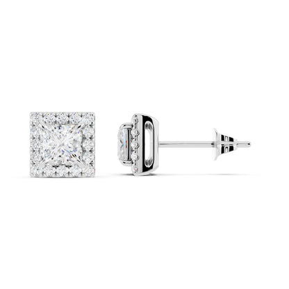 IGI Certified Halo Lab Grown Diamond Stud Earrings 14K Gold Or 925 Sterling Silver 0.99 Carat - 1 Carat EF Color VS Clarity