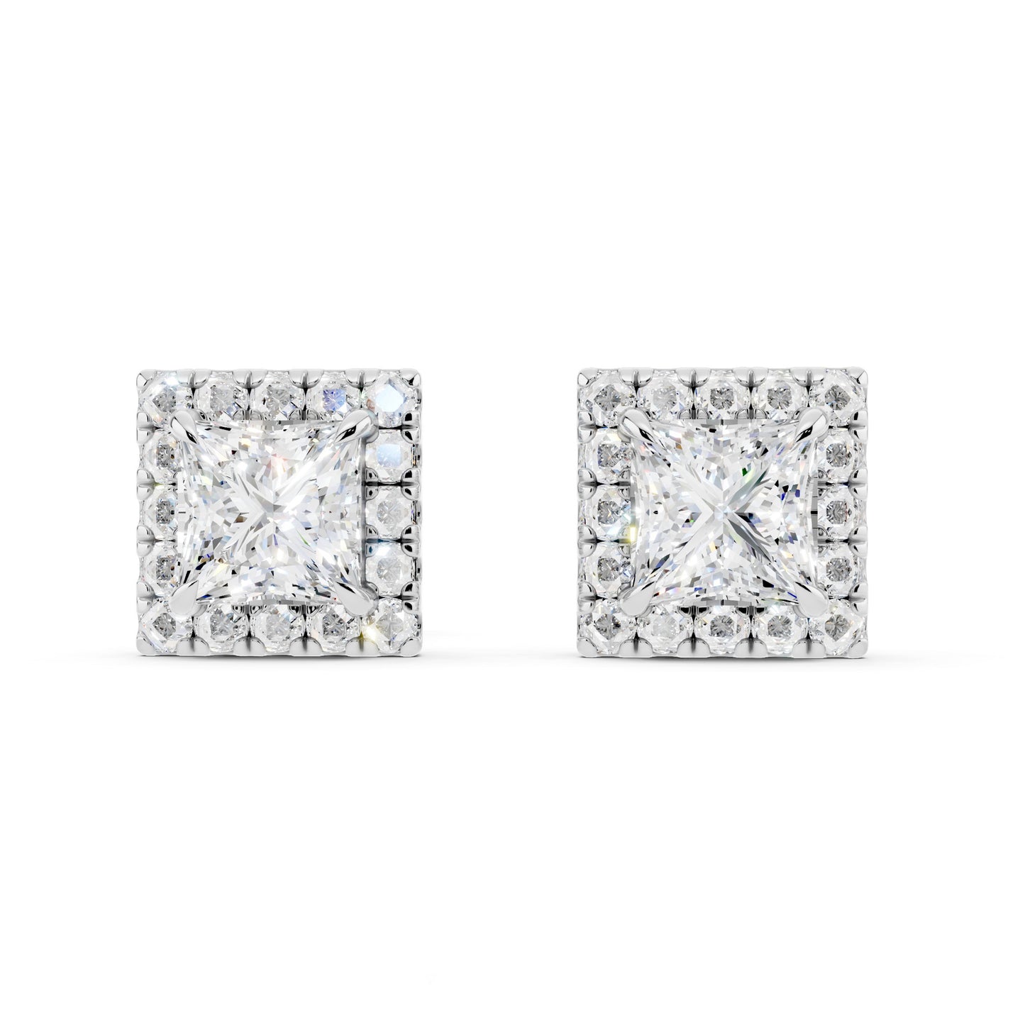 IGI Certified Halo Lab Grown Diamond Stud Earrings 14K Gold Or 925 Sterling Silver 0.99 Carat - 1 Carat EF Color VS Clarity