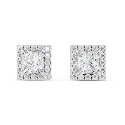 IGI Certified Halo Lab Grown Diamond Stud Earrings 14K Gold Or 925 Sterling Silver 0.99 Carat - 1 Carat EF Color VS Clarity