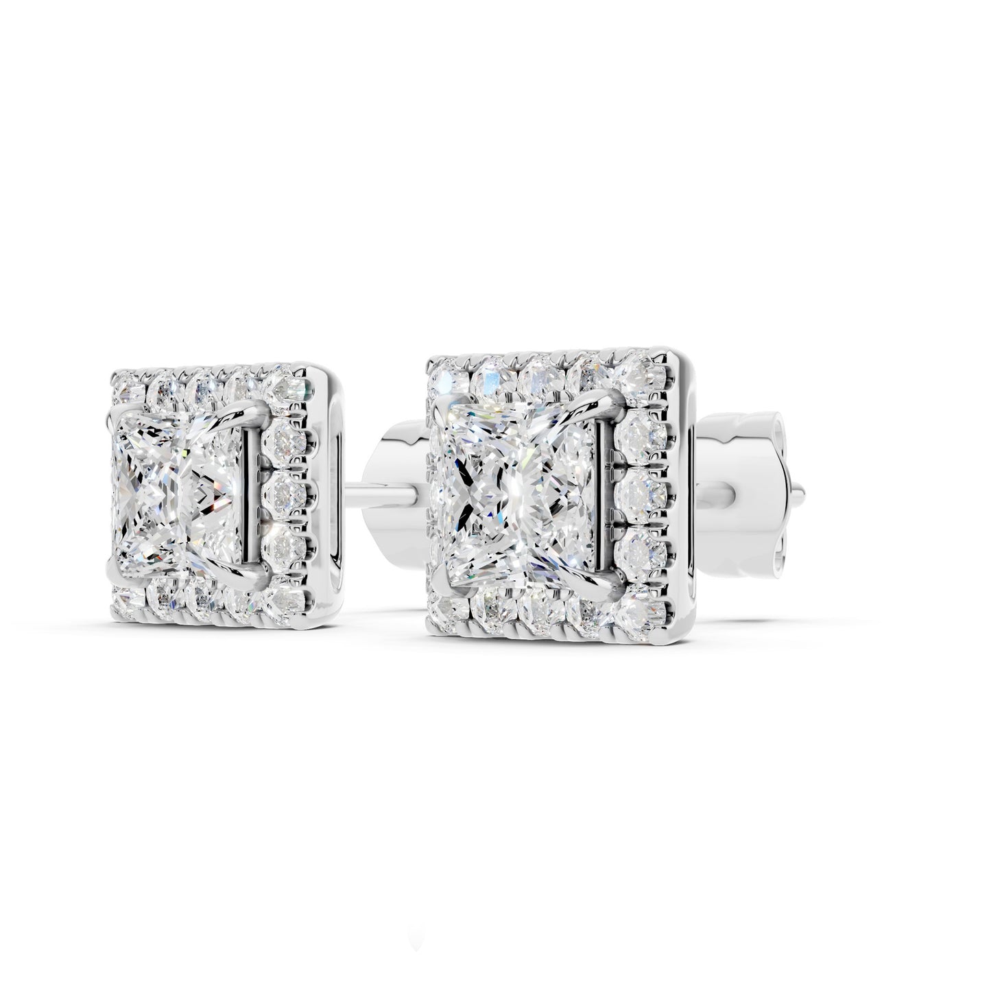 IGI Certified Halo Lab Grown Diamond Stud Earrings 14K Gold Or 925 Sterling Silver 0.99 Carat - 1 Carat EF Color VS Clarity