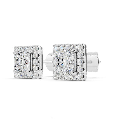 IGI Certified Halo Lab Grown Diamond Stud Earrings 14K Gold Or 925 Sterling Silver 0.99 Carat - 1 Carat EF Color VS Clarity